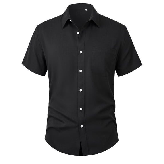 Youclos Men's Button Down Shirt Linen Short Sleeve with Pocket