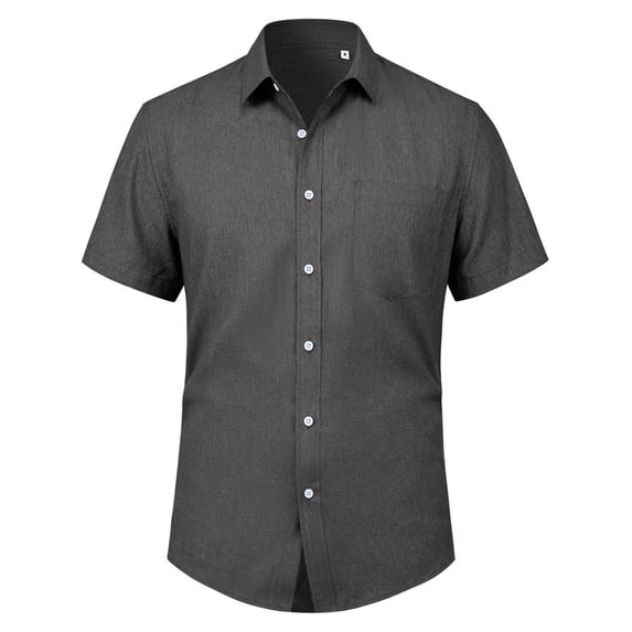 Youclos Men's Button Down Shirt Linen Short Sleeve with Pocket