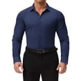 thumbnail image 1 of Youclos Men’s Solid Long Sleeve Button‑Up Dress Shirt, Stretch Wrinkle Resistant Slim Fit Shirt, 1 of 8