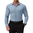 thumbnail image 1 of Youclos Men’s Solid Long Sleeve Button‑Up Dress Shirt, Stretch Wrinkle Resistant Slim Fit Shirt, 1 of 8