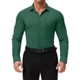 thumbnail image 1 of Youclos Men’s Solid Long Sleeve Button‑Up Dress Shirt, Stretch Wrinkle Resistant Slim Fit Shirt, 1 of 8