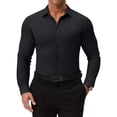 thumbnail image 1 of Youclos Men’s Solid Long Sleeve Button‑Up Dress Shirt, Stretch Wrinkle Resistant Slim Fit Shirt, 1 of 8