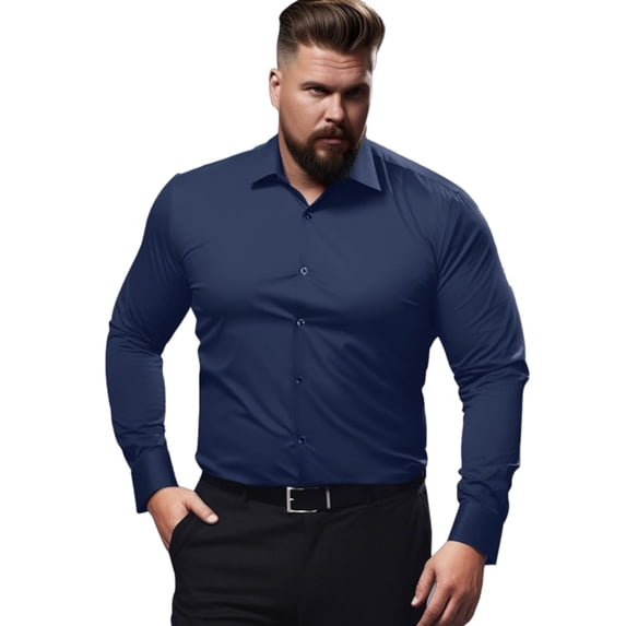 Youclos Men's Stretch Slim Fit Long Sleeve Shirt - Soft Long-Lasting Stretch Wear for Daily Commute and Business Casual