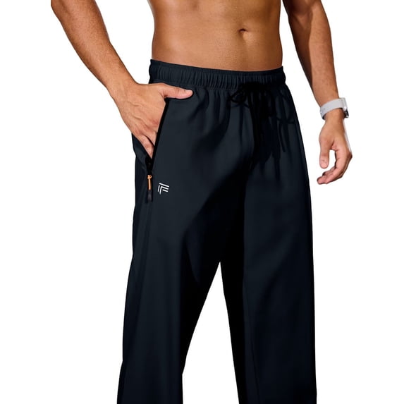Youclos Mens 4-Way Stretch Sweatpants Joggers: Breathable, dual contrast zipper pulls and zipper pocketsAthletic Pants for Gym Casual Daily