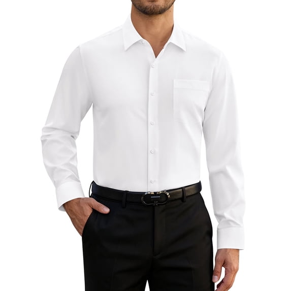 Youclos Mens Dress Shirts Long Sleeve 4-Way Stretch Wrinkle Resistant Button Down Business Casual Shirt with Pocket