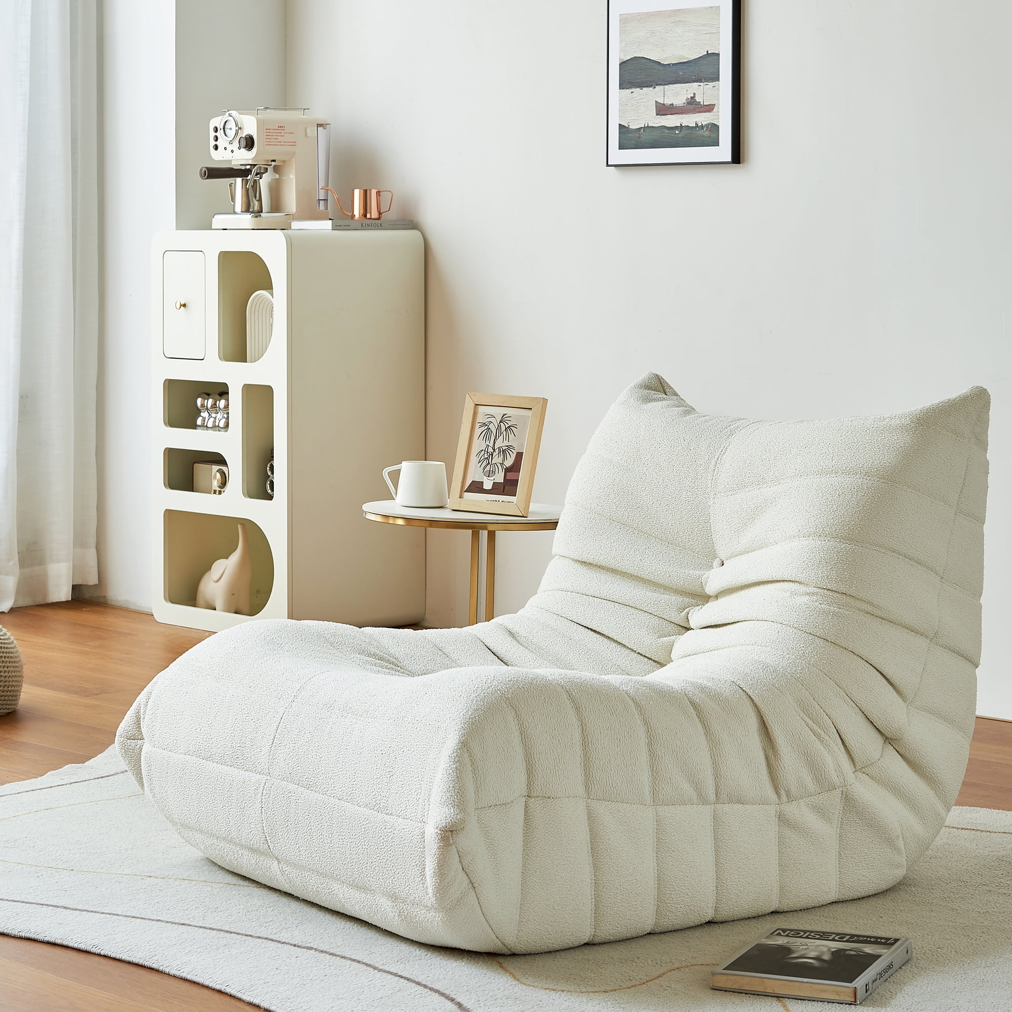 Youdao Teddy Fabric Fireside Chair, Lazy Floor Sofa Couches,Modern ...