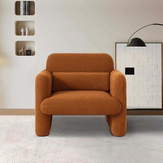 Youdao Uptown Modern Foam Solid Print Side Chair with Pillow, Brown