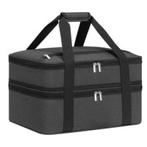 Youfenhome Double Insulated Casserole Carriers for Hot or Cold Food, Fits 9"×13" Baking Dish Food Warmer Carry Case for Trip, Insulated Food Containers Carrier for Parties, Picnic, Travel, Gray