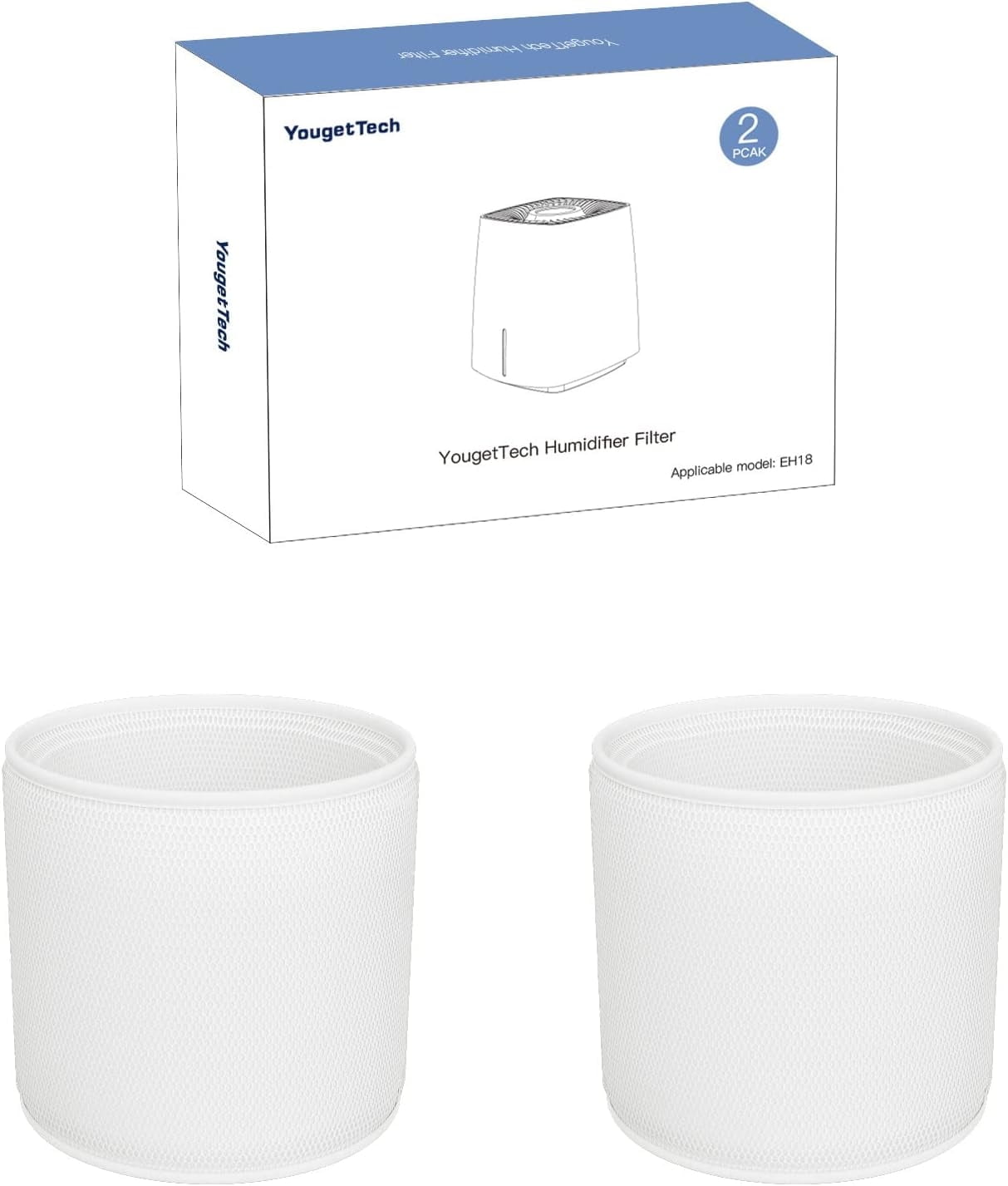 YougetTech 2 Pack Humidifier Wicking Filters Replacement, Compatible with YougetTech Humidifier EH18/EH18S, Cool Mist Humidifier Filters