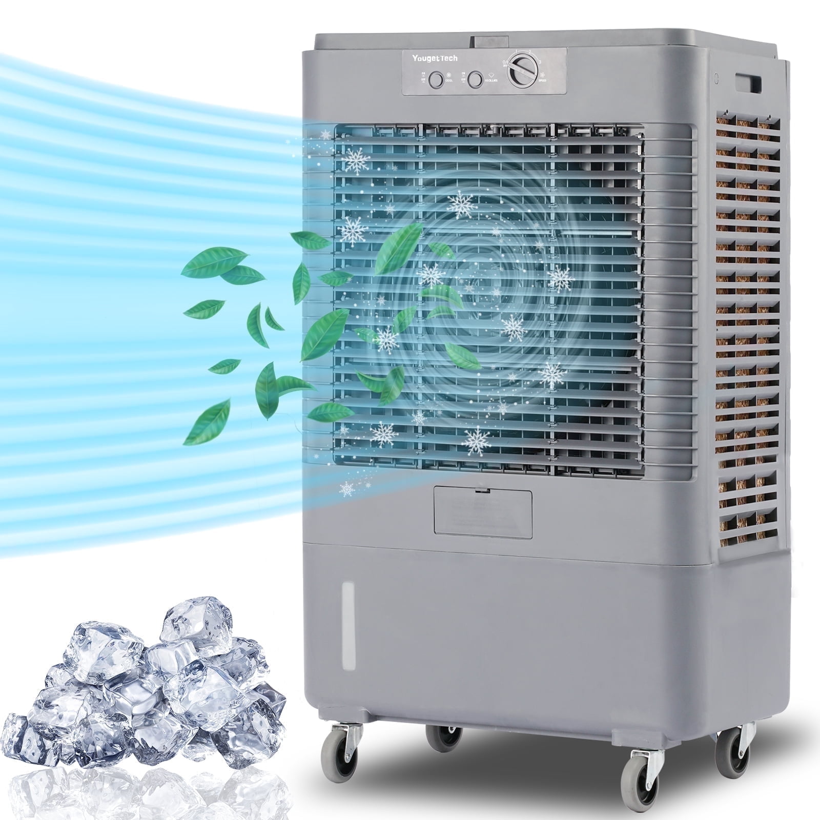 YougetTech Evaporative Air Cooler, 4500 CFM, 13.3 Gal Tank, 3 Speeds ...