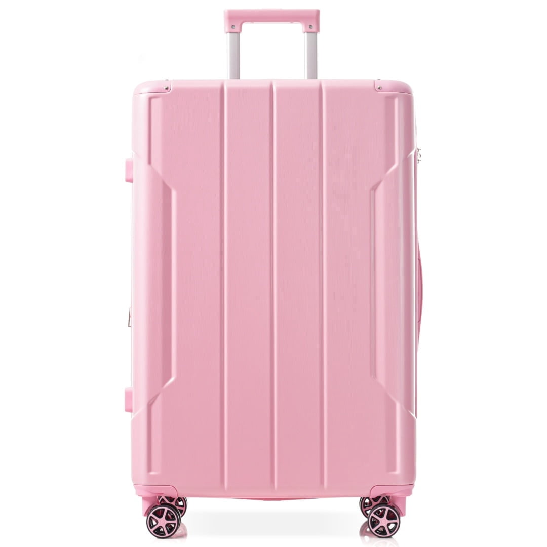 Yougu 28" Lightweight Hardshell Luggage ABS Suitcases with Double Wheels, Expandable Checked , (Pink)