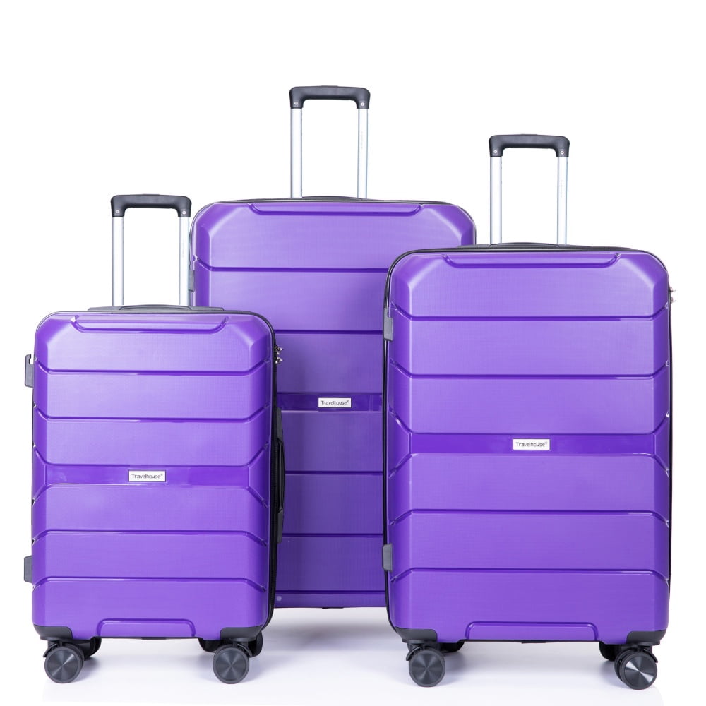 Yougu 3-Piece Hardside Carry-On Luggage Set, 20" 24" 28", Unisex, Purple