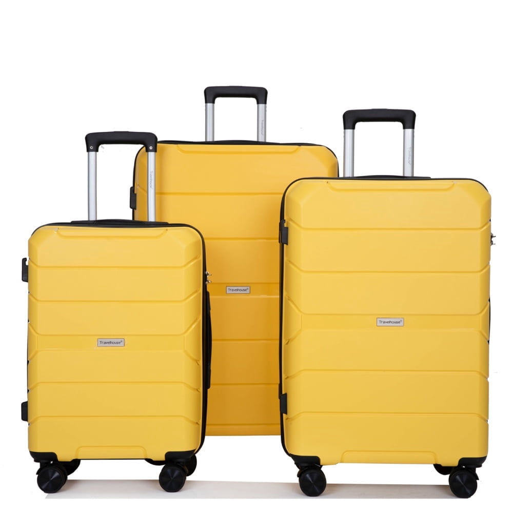 Yougu 3-Piece Hardside Carry-On Luggage Set, 20" 24" 28", Unisex, Yellow