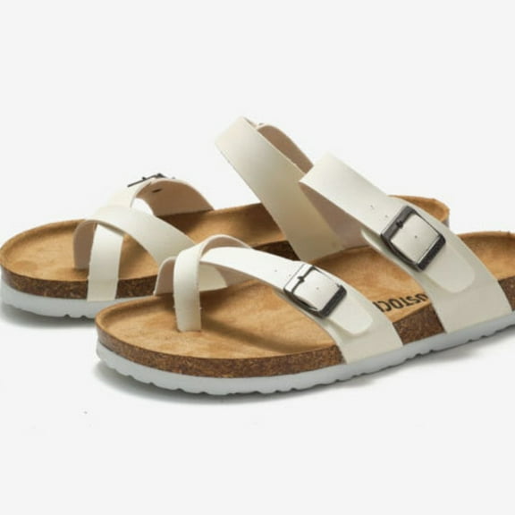 Yougu Fashionable Cork Thong Sandals Slippers for Women‘s,White
