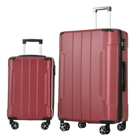 Yougu Luggage Sets 2 Piece(20,28 inch) ABS Hard Suitcase With Wheels And TSA Lock Travel Set,Red