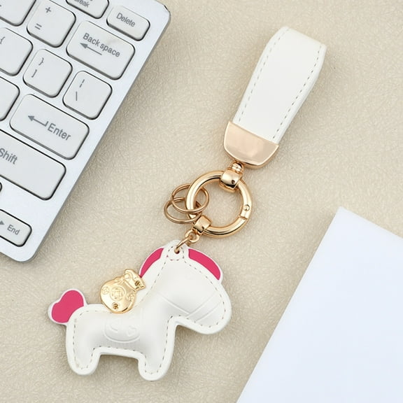 Yougu Pony Pendant Decorative Key Chain,White