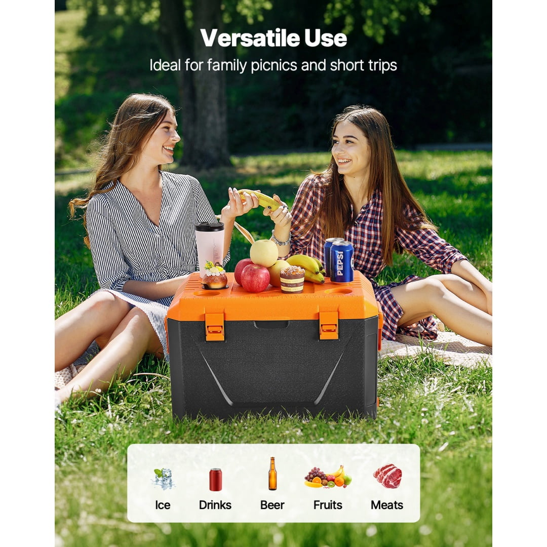 Yougu Portable Cooler 63 QT Insulated Hard Cooler 90 Can Capacity with Cup Holder.Black