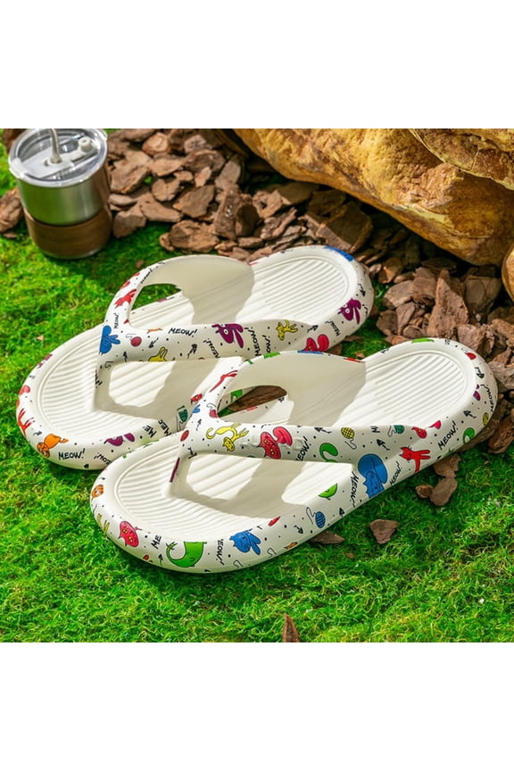 Slip Resistant Flip Flop Sandals, Multicolor, US 5-6