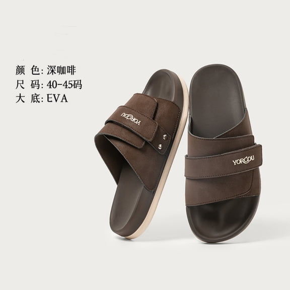 Yougu Summer EVA  Dual Color Bottom Beach Leather Sandals For Mens, Brown ,Size US 9-10