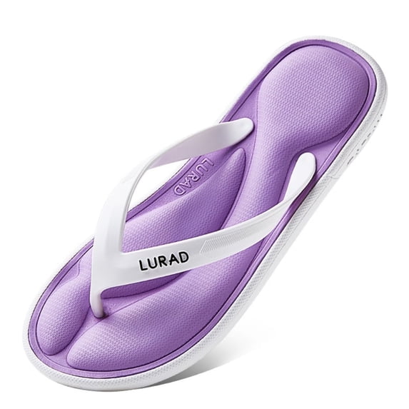 Yougu Women's Memory Foam Flip Flop Sandals ,Purple, Size US 6-7