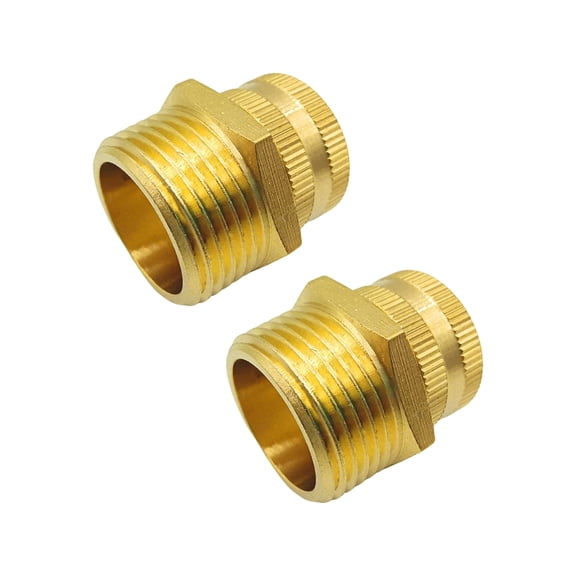 Youho Brass Garden Hose Adapter - 3/4 GHT Female x 1 NPT Male, Durable Fitting for Garden Plumbing, Hose Connections, Pipe Connections in Gardens, Greenhouses & Backyard Systems(2 packs)