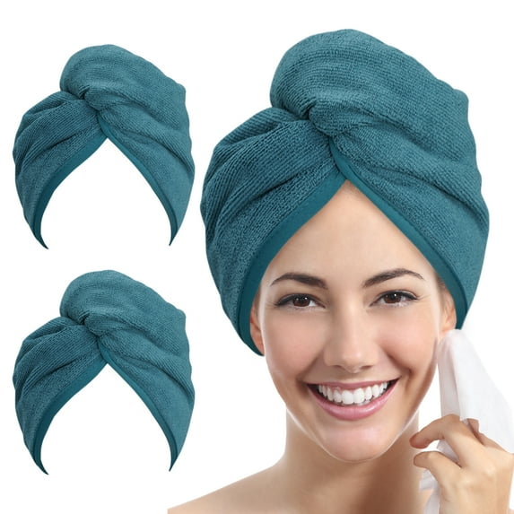 YoulerTex Microfiber Hair Towel Wrap Head Drying for Curly Hair Anti Frizz(Haze Blue)