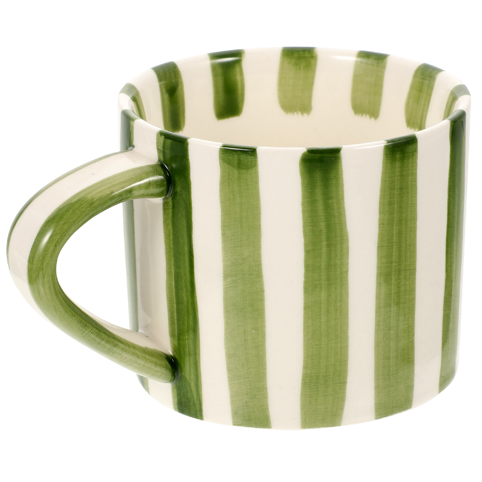 Youliang Porcelain Tea Cup Green Stripe Coffee Mug Aesthetic Ceramic Milk Cup