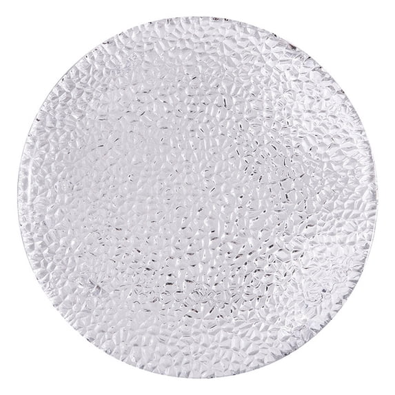 Youliang Round Glass Dinner Plate, Clear Glass Hammered Dish for Kitchen Home (7 Inch)