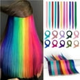 thumbnail image 1 of Youloveit 11 Pcs/36 Pcs Colored Party Highlights Colorful Clip in Hair Extensions 22 inch Curly Wavy Straight Synthetic Hairpieces for Women Kids Girls, Rainbow (Colorful Set), 1 of 6