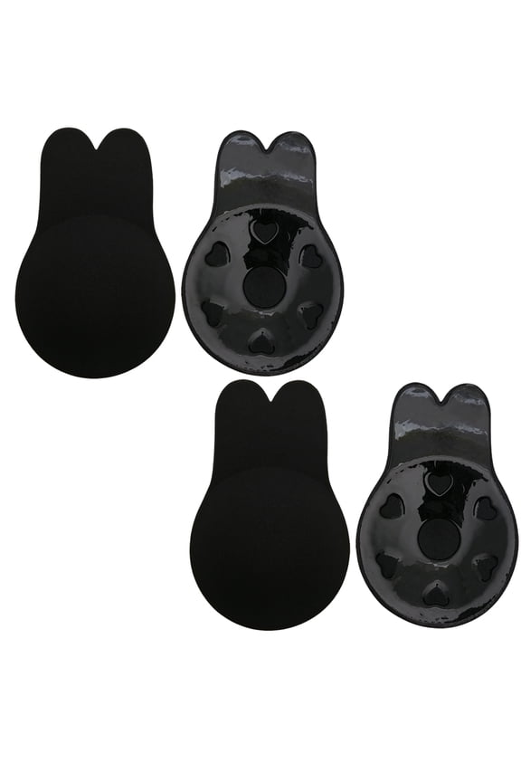 2 Pack Self Adhesive Bras Nipple Covers Self Strapless Backless Bra Freedom Bra for Women Black 3 Size for Backless Dress