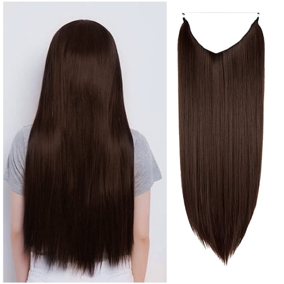 Youloveit 22Inchs Straight Miracle Translucent Invisible Wire Wire Hidden Extensions Fish Line on Synthetic Straight Hair Extensions Hairpieces No Clip (Dirty Blonde - 18H613)