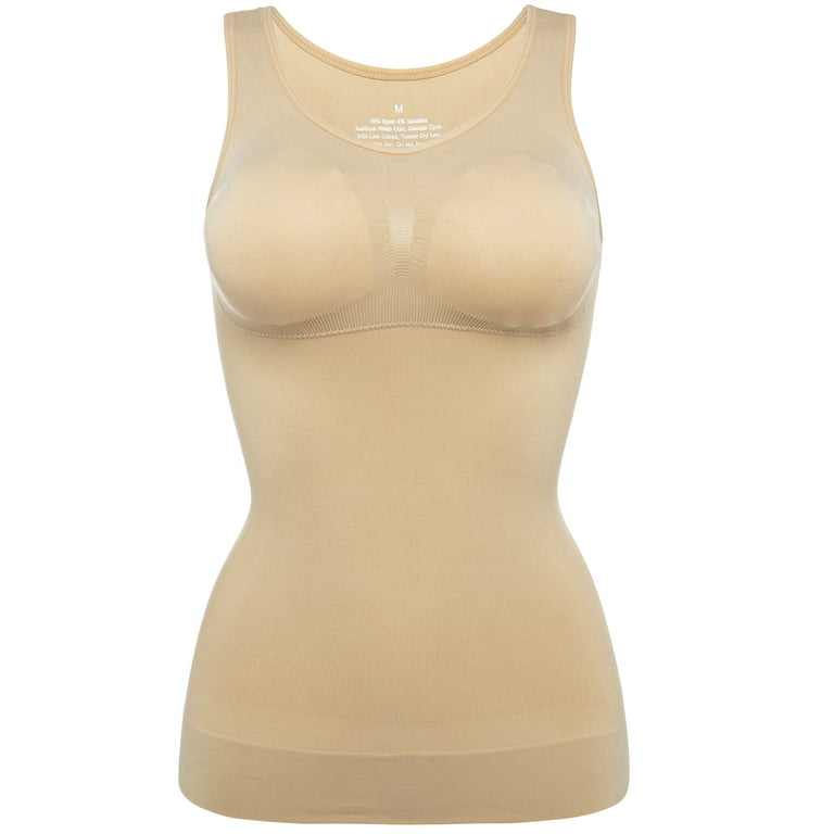 Big Bust Shirts for Women Women Shapewear Tank Tops Seamless Compression  Vest Body Shaper Wear Your Own Bra (Beige, M) at  Women's Clothing  store
