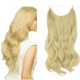 thumbnail image 1 of Youloveit Synthetic Hair Extension Hair Piece Ash Blonde Curly Wavy with Invisible Transparent Wire Adjustable Size Removable Secure Clips in Curly Wavy Hidden Secret Hairpiece for Women, 1 of 7