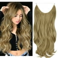 thumbnail image 1 of Youloveit Synthetic Hair Extension Hair Piece Ash Blonde Curly Wavy with Invisible Transparent Wire Adjustable Size Removable Secure Clips in Curly Wavy Hidden Secret Hairpiece for Women, 1 of 7