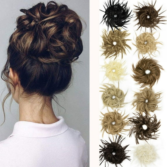 Youloveit Women Updo Ponytail Hair Extensions Hair Bun, Elastic Donut Hair Bag Curly Chignon Bun Hair Extensions Chignon-Scrunchies for Ladies Chignon Hairpieces