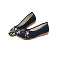 thumbnail image 1 of Youloveit Women's Closed Toe Floral Embroidered Slip On Comfort Crafts Flats Loafer Shoes Womens Outdoor Shoes, Khaki/White/Dark Blue Size 6-9.5, 1 of 8