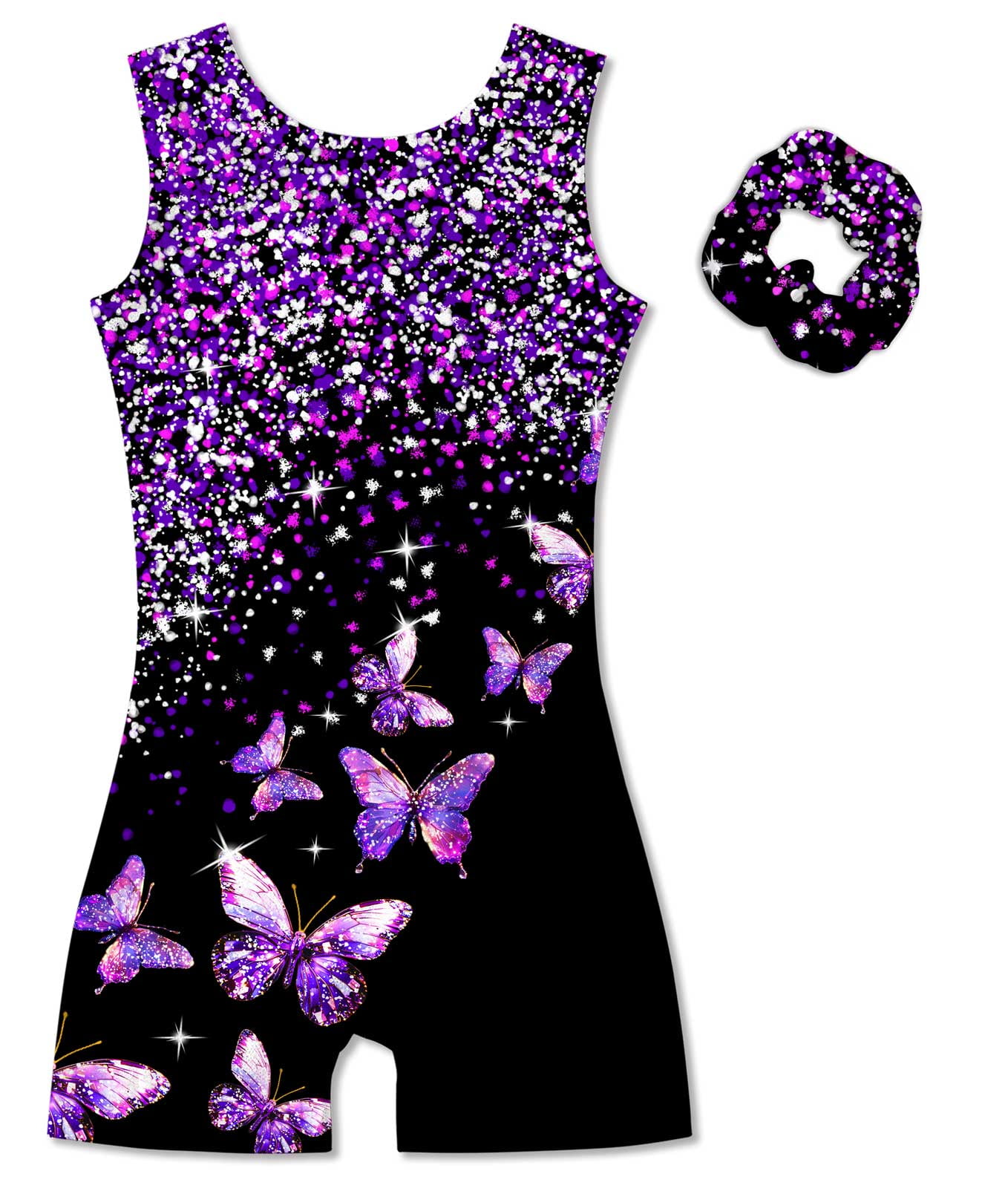 Aideaone Girl Gymnastic Leotards with Hair Scrunchie for Ages 4-12 ...