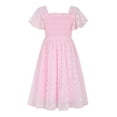 thumbnail image 1 of Aideaone Girls Chiffon Dress Flutter Ruffle Short Sleeve Kids Square Neck Frocks Pink 6-13Y, 1 of 7
