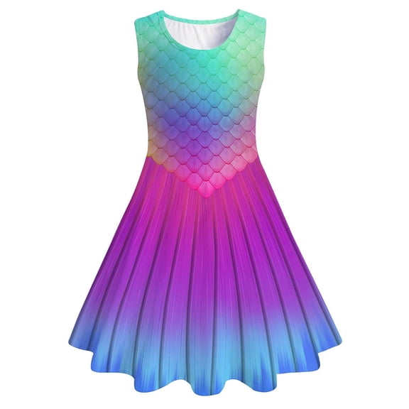 Youmei Girls Dress Kids Sleeveless Mermaid Birthday Sundress for 4-13 Years