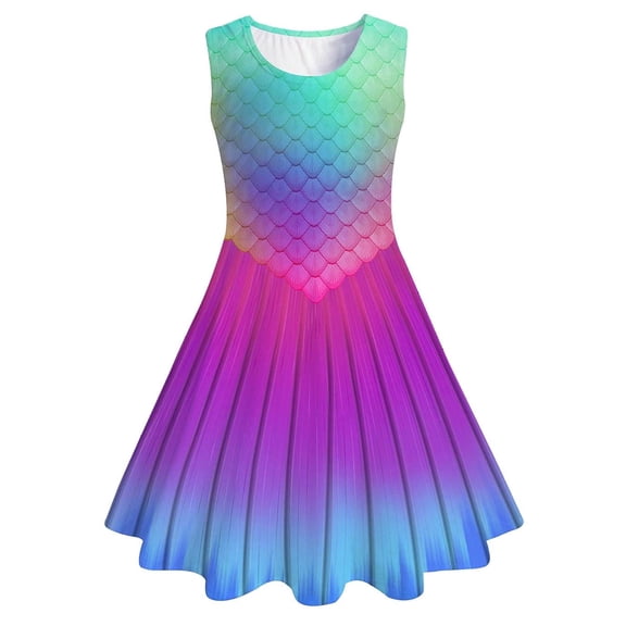 Aridak Girls Dress Kids Sleeveless Mermaid Birthday Sundress for 4-13 Years