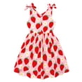 thumbnail image 1 of Aideaone Girls Dresses Sleeveless Summer Dress Bowknot Strap Strawberry V Neck Sundress Pink 3-10T, 1 of 8
