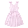 thumbnail image 1 of Aideaone Girls Dresses Sleeveless Summer Dress Bowknot Strap Stripe V Neck Sundress Pink 3-10T, 1 of 9