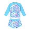 thumbnail image 1 of Aideaone Girls Rash Guard Swimsuit Long Sleeve Bathing Suit 2-Piece Set 3-10 Years, 1 of 7