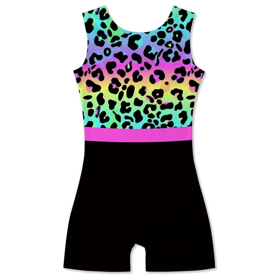 Aideaone Gymnastics Leotards for Girls Leopard Toddler Sparkle Dance Unitards 3-10T