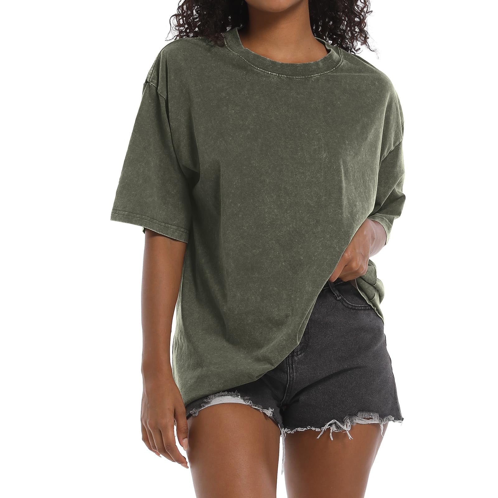Oversized Grunge Vintage t Shirts for Women Short Sleeve Cotton Casual Baggy Tees Teens Trendy Crew Neck Loose Tops