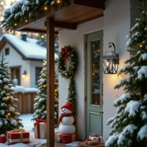 Youmumeub 2-Pack 16" Outdoor Wall Lanterns, Matte Black Exterior Sconces, Waterproof Aluminum & Glass Porch Lights for Garage & Entryway, Modern Farmhouse Style