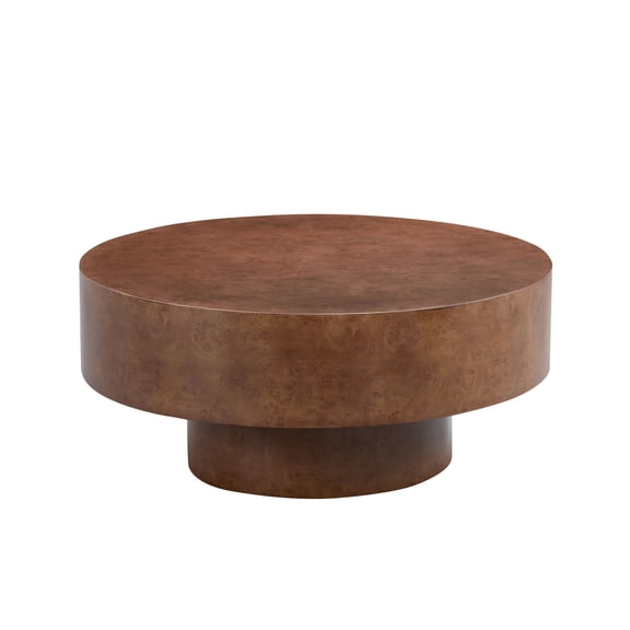 Youmumeub 31.5" Round Faux Burl Wood Coffee Table, Mid Century Modern Pedestal Center Table, Walnut Finish Low Profile Accent Furniture for Living Room Apartment