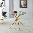 thumbnail image 1 of Youmumeub 35-Inch Round Dining Table for Small Spaces, Glass Kitchen Table with Metal Legs for 4, Space-Saving Apartment Design, 1 of 8