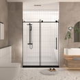 thumbnail image 1 of Youmumeub 56-60" W x 76" H Frameless Sliding Shower Door, 1/4" Clear Tempered Glass with Explosion-Proof Film, Stainless Steel Hardware, Bathroom Shower Enclosure, Matte Black, 1 of 23