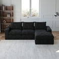 thumbnail image 1 of Youmumeub 99" Modular L-Shaped Sectional, Modern Reversible Chaise Sofa in Corduroy with No Assembly Required, for Apartment or Living Room, Black, 1 of 11